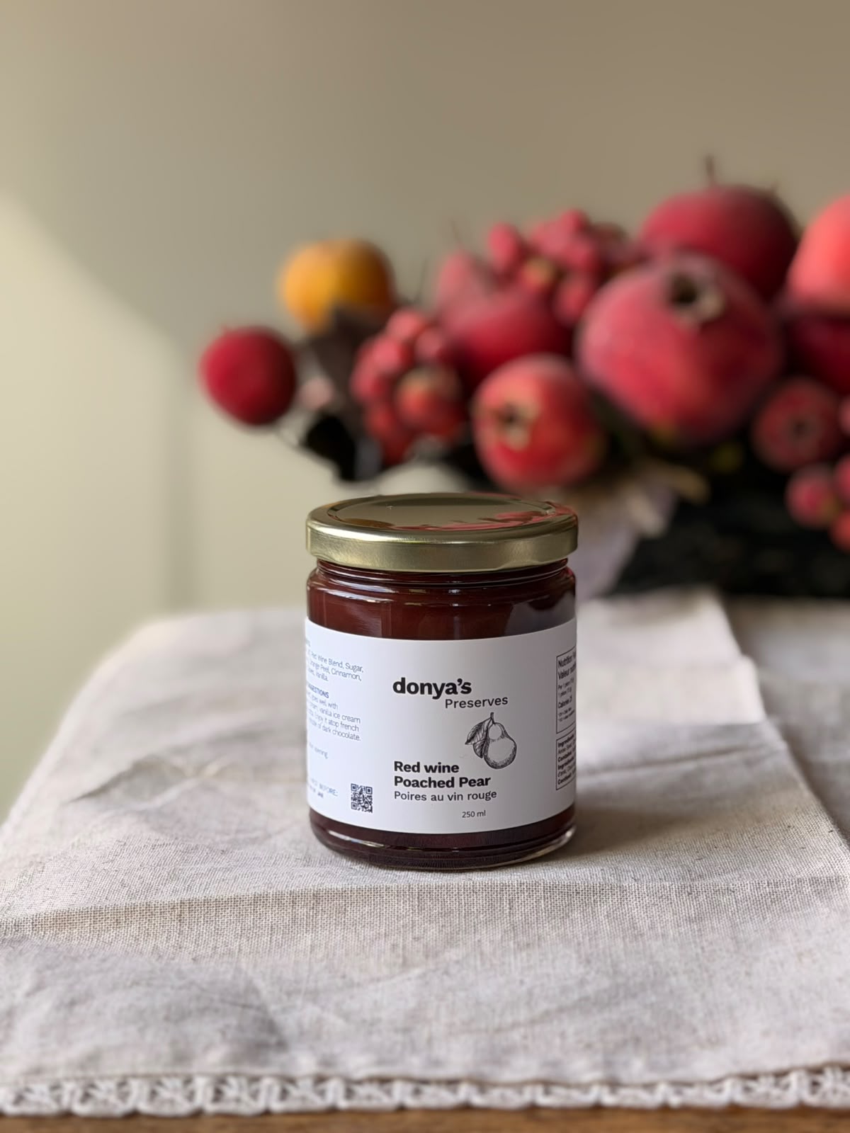 Red Wine Poached Pear (250 ml) | Gourmet Fruit Preserve for Desserts & Breakfast